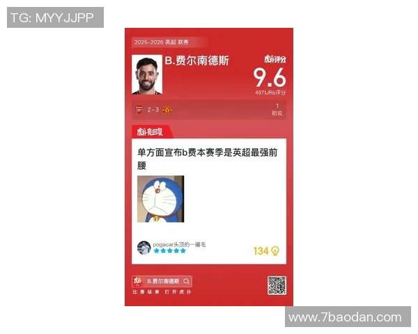B费在本场比赛中表现出色助攻双响并贡献关键传球和防守数据